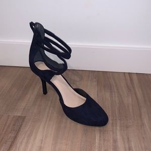 Ballet style point toe ankle strap heels